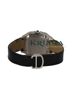 Reloj de Cuarzo Cuadrado Unisex de Acero Inoxidable con Correa de Cuero y Hebilla de Diamantes, Elegante Reloj Analógico - Product Image 4