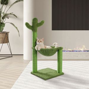Arbre à chat d'intérieur en forme de cactus avec hamac, mobilier pour animaux de compagnie pour chats - Product Image 3