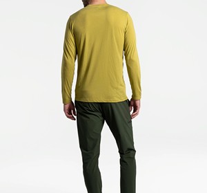 T-shirt pour homme, coupe ajustée, manches longues, 100% coton, tissu tricoté, impression personnalisée, prix de gros, fabrication - Couleur jaune - Product Image 2