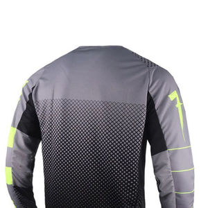 Ensemble de vêtements de motocross pour homme, manches longues, gris, vert néon, imprimé numérique, respirant, grande taille, séchage rapide, polyester, vêtements de course - Product Image 5