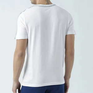 Camiseta Blanca de Manga Corta para Hombre, Cuello Redondo, Corte Regular, Algodón Jersey, Color Sólido Informal, Diseño con Ribete en Contraste, HILTON ENTERPRISES - Product Image 5