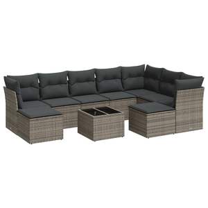 Ensemble de canapés de jardin gris avec coussins, résistant aux UV, en rotin PE, mobilier d'extérieur au design contemporain, imperméable, pour usage extérieur - Product Image 2