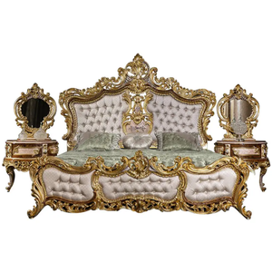 จัดส่งฟรี เฟอร์นิเจอร์บ้านคิคกี้ รุ่น BD-LUX02 ชุดห้องนอนคิงไซส์ไม้มะฮอกกานีแท้สุดหรู สไตล์ยุโรปโบราณแกะสลัก - Product Image 6