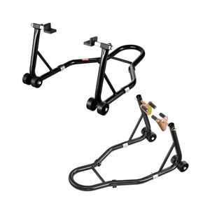 Nero 1100lbs capacità di sollevamento del motociclo anteriore Combo posteriore a doppia forcella ruota anteriore U + L forcella forcella rocca Stand motocicli - Product Image 1