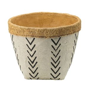 Set di 2 Vasi in Cemento Bianco e Marrone con Motivo a V, 10x8\" e 8x6.5\", Fioriere e Vasi per Piante - Product Image 5