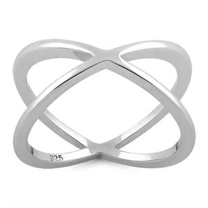 Handmade Overlapping X Midi Boho 925 <b>Sterling</b> <b>Silver</b> Stacking Band Ring Classic IGI Certified for Party Pure 925 <b>Silver</b> - Product Image 1