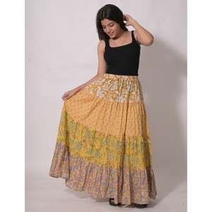 Jupe longue ethnique en coton imprimé, jupe longue bohème patchwork, tenue de festival faite à la main pour femmes - Product Image 4