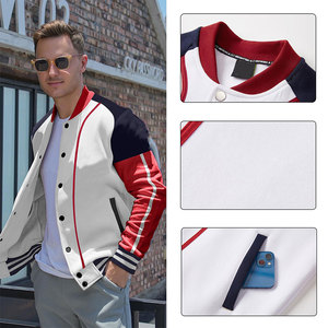 OEM/ODM Men's <b>Lightweight</b> <b>Long</b> Sleeve Varsity Baseball Letterman Winter <b>Coat</b> Bomber Jacket High Street Style Front Logo Position - Product Image 4