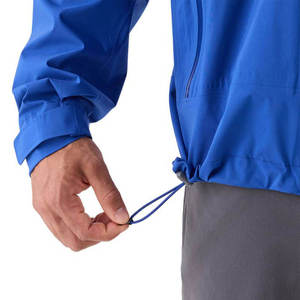 Premium Men's Hooded <b>Windbreaker</b> Long Jackets Solid <b>Black</b> Waterproof Fabric Elastic Cuffs Zipper Closure Windproof Long Coats - Product Image 3