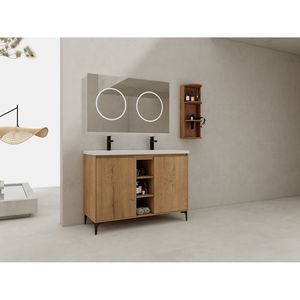 Mobile bagno freestanding da 48 pollici con doppio lavabo, ante soft close, 00612IMO 07148IMOX, con ripiano portaoggetti (KD) - Product Image 3