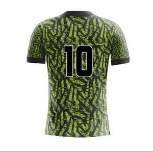 Men's V-Neck Sublimated Soccer Jersey Green Black Geometric Print Breathable Short Sleeve Regular Fit Adult Football Apparel - Product Image 2