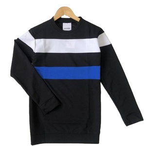 T-shirts pour hommes de qualité supérieure à haute tendance T-shirts à manches longues en mélange de coton et de polyester extensible à col rond côtelé motif solide - Product Image 3