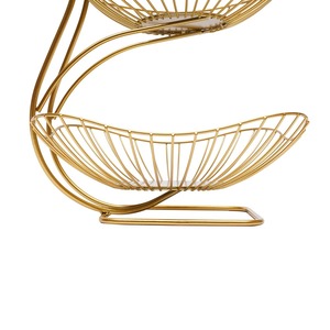 Designer 3 Piece Gold Metal Fruit <b>Basket</b> Set Stylish Nesting <b>Baskets</b> Kitchen Storage Serving <b>Table</b> Centerpiece And Home Decor - Product Image 5