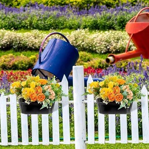 Pot de fleurs mural en métal avec supports suspendus, noir, décoratif, pour balcon, jardin, décoration intérieure - Product Image 5