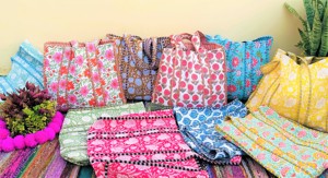 Sac fourre-tout matelassé en coton imprimé à la main, style bohème, écoresponsable, pour femme, hiver/printemps/été, multicolore, usage quotidien - Product Image 4