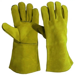 Guantes de Soldadura MIG de Piel de Vacuno Roja Personalizados de Primera Calidad, Resistentes al Calor, Guantes de Seguridad de Cuero de Protección - Product Image 5