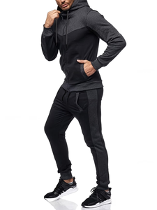 3Pcs Men's Hooded Sweatshirt Set Casual Solid Color Long Sleeve T-Shirt Jogger Pants Tracksuit Autumn Wear made in Bangladesh - Product Image 2