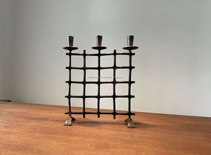 Candelabro de hierro forjado moderno Diseño cuadrado con malla para Navidad-Sostiene 3 velas - Product Image 4