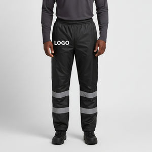 Pantalon de travail réfléchissant haute visibilité en polyester de qualité supérieure pour hommes, conforme à la norme ANSI Classe 1, avec LED clignotantes, noir, marque personnalisée, multi-poches - Product Image 1