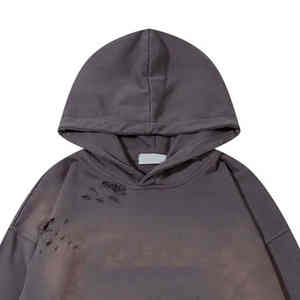 Sudadera con Capucha de Invierno para Hombre, Estilo Urbano, Personalizada, de Fieltro Grueso, con Estampado Desgastado, Servicio OEM, Diseño de Moda - Product Image 3