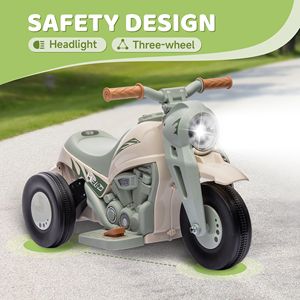 Bianco crema 6V Bubble Car per bambini moto elettrica a 3 ruote con faro a LED e triciclo elettrico - Product Image 5