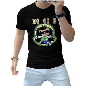 เสื้อยืดสำหรับผู้ชายเสื้อยืดผ้าฝ้าย100% สีดำแบบใหม่ - Product Image 1