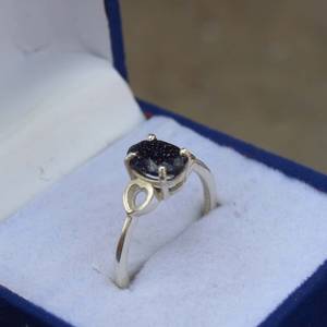 Anillo de Piedras Preciosas Multicolores de Piedra Arenisca Azul de Lujo Hecho a Mano, Plata de Ley 925, Gemas Zubeda, Vintage, Certificado IGI, Elegante Regalo de Joyería - Product Image 3