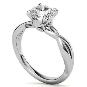 Colorless Moissanite Engagement <b>Ring</b> 925 Sterling Silver Wedding <b>Statement</b> <b>Ring</b> 1 Carat Round Cut Twisted <b>Ring</b> - Product Image 4