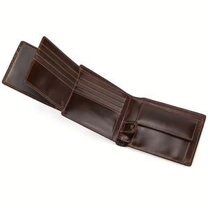 Cartera Trifold de Cuero Genuino Vintage para Hombre y Mujer - 15 Ranuras para Tarjetas, Bolsillo para Monedas con Broche, Cuero Genuino de Vaca de Primera Calidad - Product Image 5