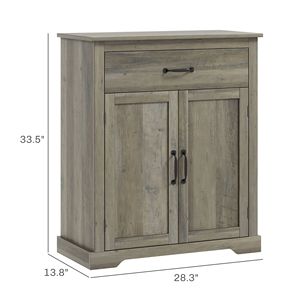 Gray Sideboard Buffet <b>Table</b> with <b>Adjustable</b> Shelf Storage Cabinet with Double Doors and Drawer for Kitchen Organization - Product Image 3