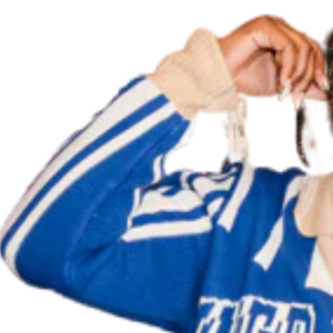 Pull en tricot bleu avec logo frontal Zeta Phi Beta pour femme, motif lettres grecques, tenue décontractée et élégante de qualité supérieure - Product Image 4