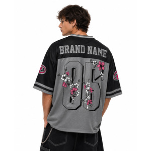 Maillot de football américain surdimensionné à imprimé floral vintage, personnalisable par sublimation, faible MOQ, fournisseur, vêtements de sport entièrement personnalisables, OEM - Product Image 3