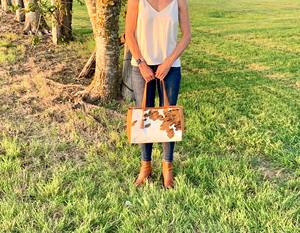 Bolso Tote de Cuero Genuino para Mujer, 100% Cuero Genuino Hecho a Mano, Color Sólido, Cierre de Cremallera LTB-0500 - Product Image 1