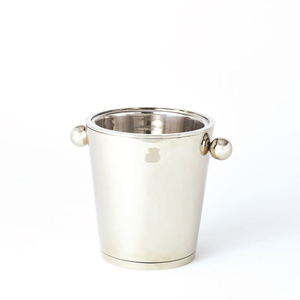 Cubo de hielo vintage plateado con borde festoneado, enfriador de vino de acero inoxidable de doble pared, recipiente para champán con asas de anillo - Product Image 2