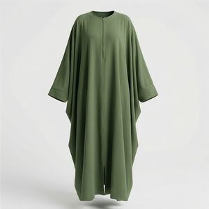 ชุดกิโมโนแบบ OEM ปี 2025 เสื้อคลุมอาบายะ ผ้าโพลีเอสเตอร์เนื้อนุ่ม ยืดหยุ่นสูง หนาขึ้น สำหรับผู้หญิงมุสลิม คอวี แขนยาว เหมาะสำหรับงานปาร์ตี้ รอมฎอน งานแต่งงาน - Product Image 1