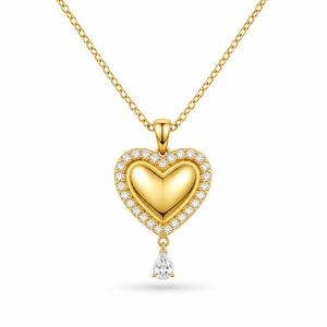 Heart Pendant Necklace with Sparkling Cubic Zirconia Zircon Studded Choker for Women Luxury Jewelry - Product Image 3