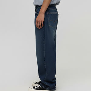 Pantalones Vaqueros Personalizados OEM/ODM con Cintura Elástica, Rotos, Azul Oscuro, Lavado a la Piedra, con Logotipo Bordado Personalizado, Corte Recto, Estilo Vintage, Invierno, Color Sólido - Product Image 2