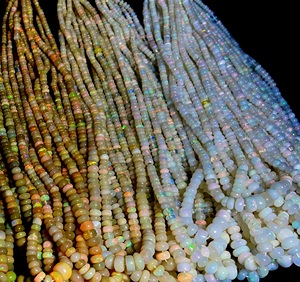 Perles d'Opale Éthiopienne Naturelle, Perles d'Opale Véritable, Perles d'Opale Feu, Fil de Perles d'Opale Cristalline pour la Fabrication de Bijoux - Product Image 1