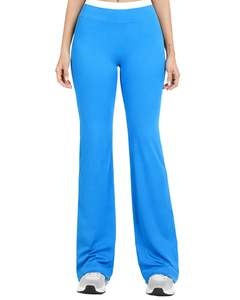 Custom Women <b>Blue</b> White Contrast Sports Bra And Flare Pants Set High Waist Stretch Yoga Fitness Gym Wear Custom OEM Wholesale - Product Image 6