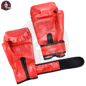 Gants de boxe pour enfants en cuir PU souple et léger, couleur contrastée noir et rouge, impression de logo personnalisée, 16 oz - Product Image 2