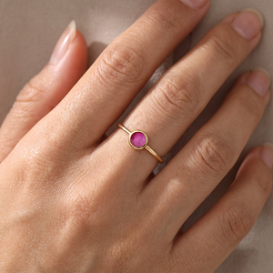 Wholesale 925 Solid <b>Sterling</b> <b>Silver</b> Gold Plated Natural Round Ruby Bezel <b>Set</b> Solitaire <b>Ring</b> Memoria Jewels - Product Image 6