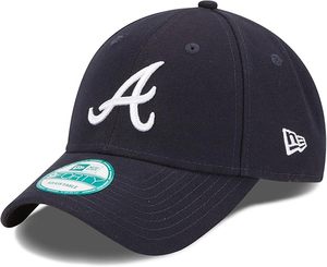 Gorra de Béisbol Ajustable Bordada de los Atlanta Braves de la New Era, Color Azul Marino con Logotipo Blanco, Lavable a Máquina, Material de Algodón Duradero - Product Image 1