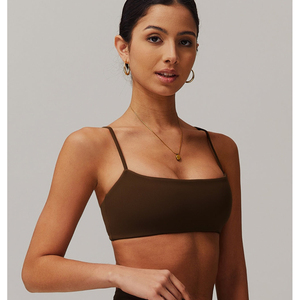 Bralette sans couture vert olive pour femme, sans armatures, demi-bonnet, bretelles non réglables, dos nu, style basique, toutes saisons, Spandex Nylon - Product Image 1