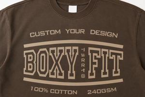 T-shirt ample pour homme, coupe carrée, marron, 100 % coton, col rond, manches courtes, imprimé lettres, haut décontracté, service OEM - Product Image 4