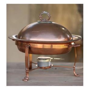 Plat à chafing en cuivre martelé de luxe avec support et couvercle en dôme, chauffe-plats pour buffet, idéal pour l'hôtellerie et la restauration. - Product Image 4