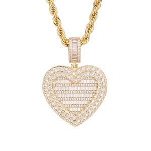 Collar con Colgante de Corazón de Moissanita de Lujo, Chapado en Oro, con Incrustaciones de Moissanita VVS, Joyería Hip Hop con Aspecto de Diamante - Product Image 2