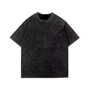 T-shirt à manches courtes coupe ajustée délavé à l'acide avec logo personnalisé pour homme, streetwear vintage de haute qualité 100% coton, grandes tailles - Product Image 1