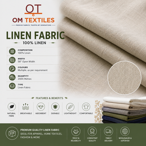 Tissu 100% Lin 58/60" de largeur 100GSM Léger Respirant Écologique Tissé Uni pour Textile de Maison, Vêtements et Chemises - Product Image 1