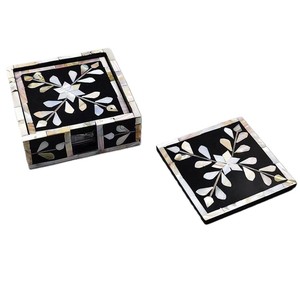 Handcrafted Luxury Eco-Friendly Mother Pearl Inlay Coaster <b>Square</b> Shape Home Office Hotels Restaurants Decorative Tableware - Product Image 1