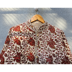 Handmade Floral Printed <b>Quilted</b> Women <b>Jacket</b> Lightweight Button Coat for Casual Daily Wear gift for her lightweight coat - Product Image 4